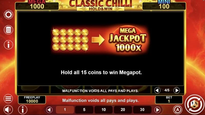 Classic Chilli Hold & Win - simboluri lipicioase în runda de reținere