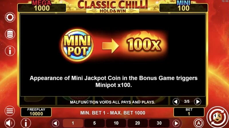 Classic Chilli Hold & Win - pornirea rundei Hold & Win